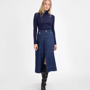 Tanya Taylor Hudie Skirt Classic Indigo Blue Size 0 NWOT